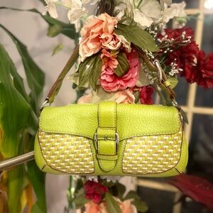 Rare Michael Kors Tri-Color Small Woven Leather Shoulder Bag
